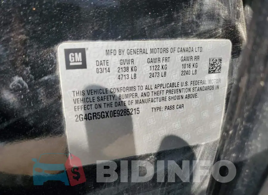2G4GR5GX0E9285215 Photo# 12