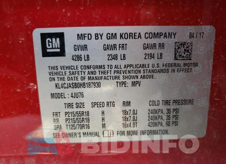KL4CJASB0HB187930 Photo# 14