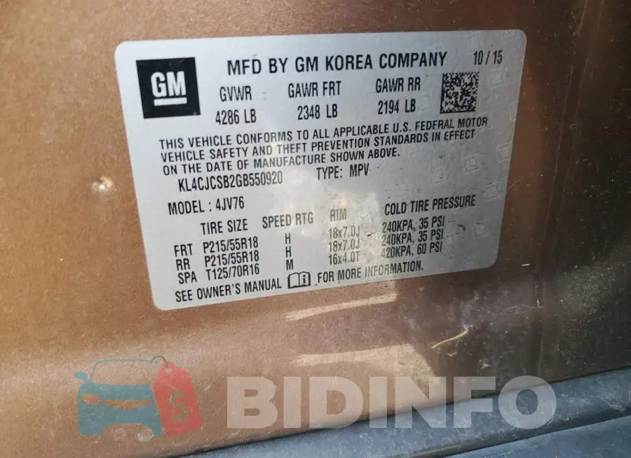 KL4CJCSB2GB550920 Photo# 12