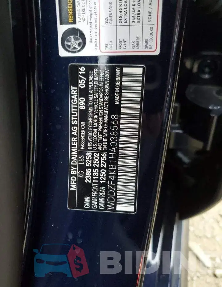 WDDZF4KB1HA038568 Photo# 12