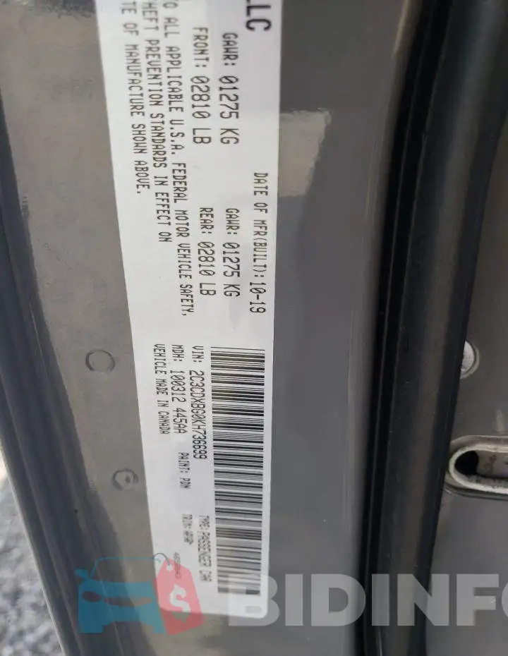 2C3CDXBG0KH736699 Photo# 12