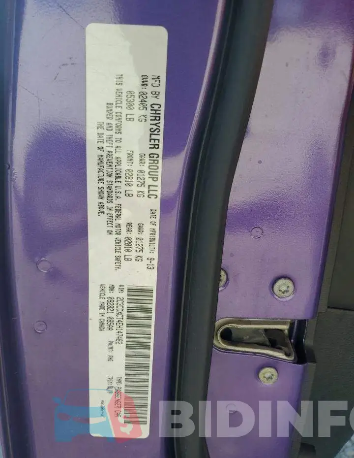 2C3CDXCT4EH147462 Photo# 12