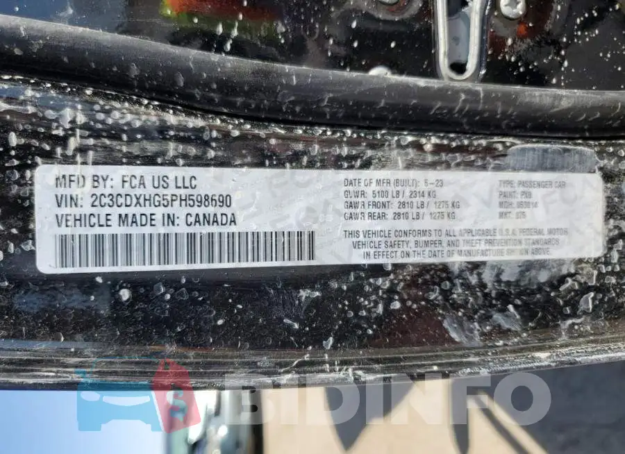 2C3CDXHG5PH598690 Photo# 12