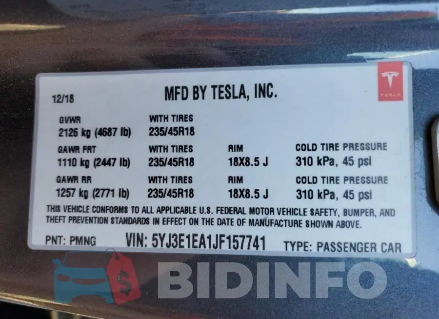 5YJ3E1EA1JF157741 Photo# 12
