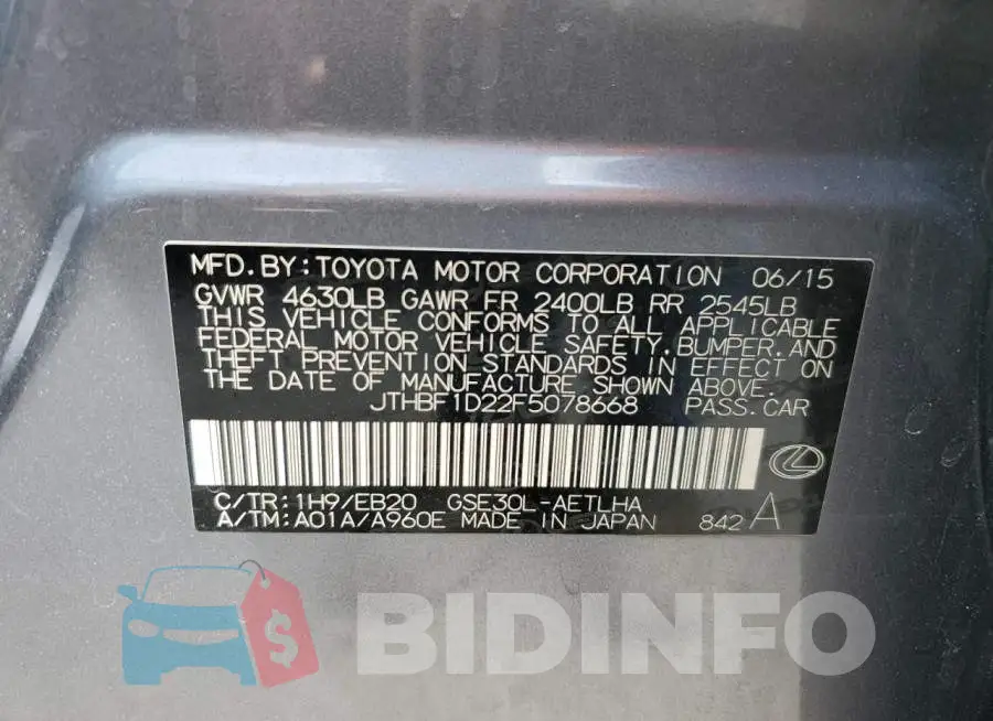 JTHBF1D22F5078668 Photo# 12