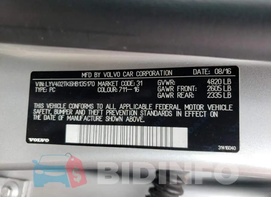LYV402TK6HB135170 Photo# 12