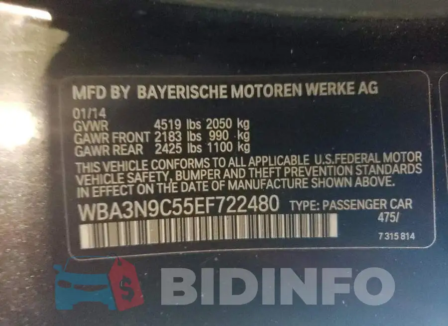 WBA3N9C55EF722480 Photo# 12