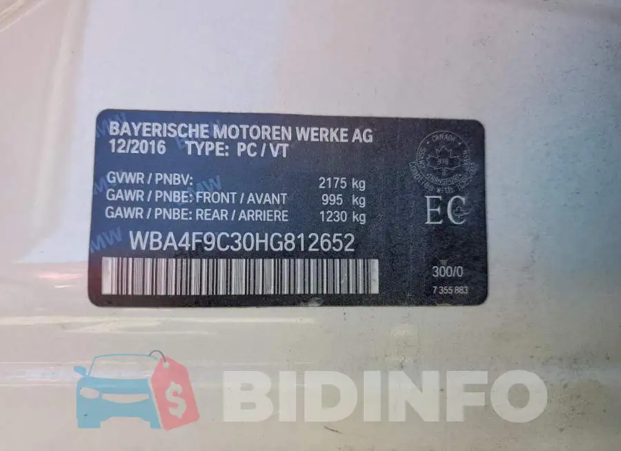WBA4F9C30HG812652 Photo# 12