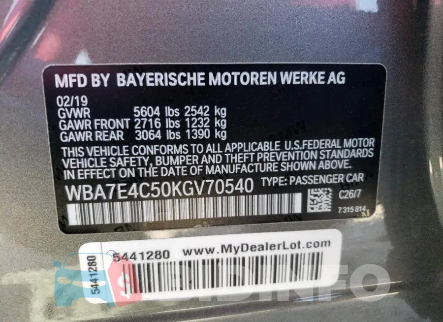 WBA7E4C50KGV70540 Photo# 12