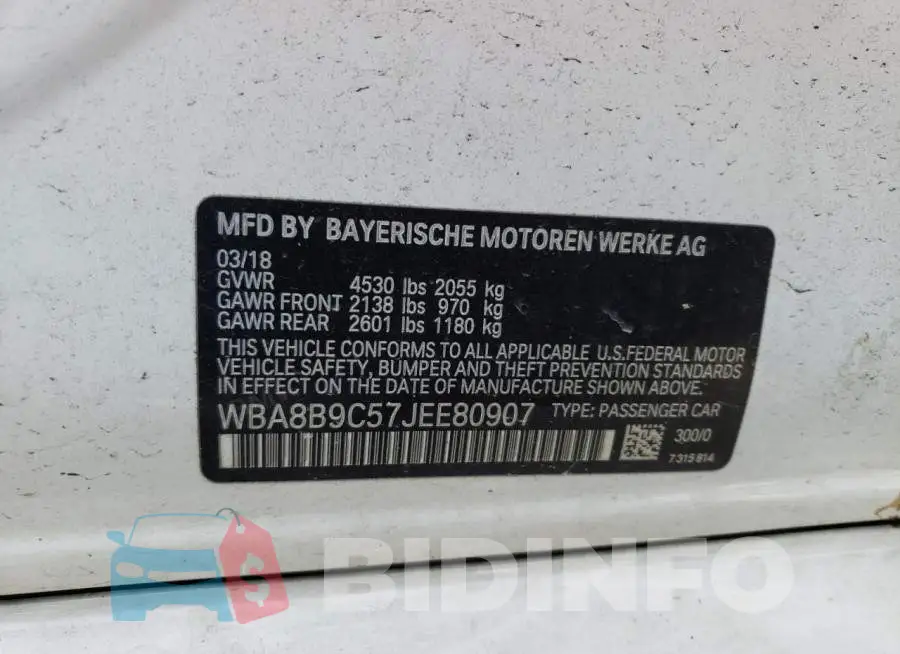 WBA8B9C57JEE80907 Photo# 12