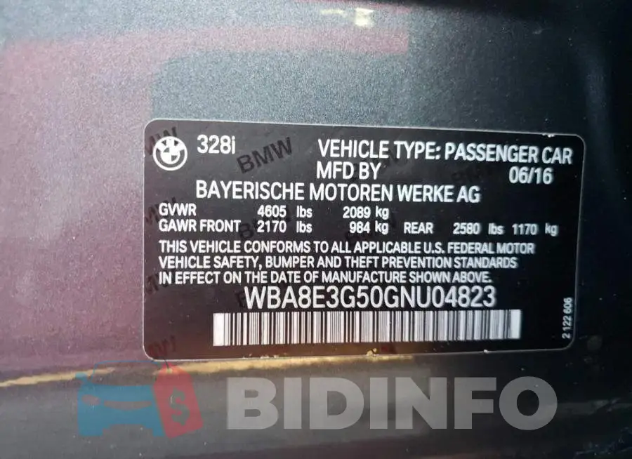 WBA8E3G50GNU04823 Photo# 12