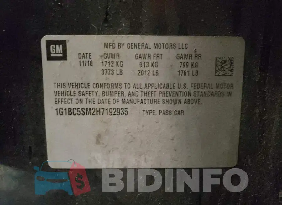1G1BC5SM2H7192935 Photo# 12
