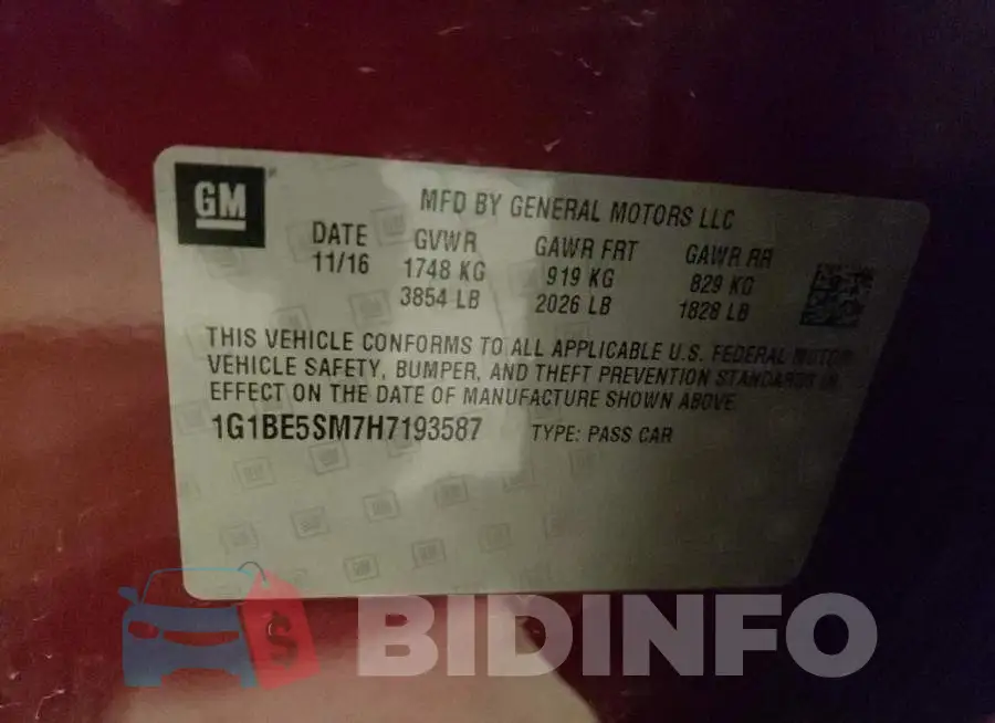 1G1BE5SM7H7193587 Photo# 12