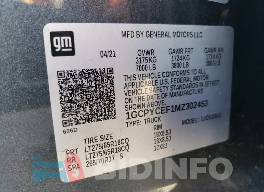 1GCPYCEF1MZ302453 Photo# 13