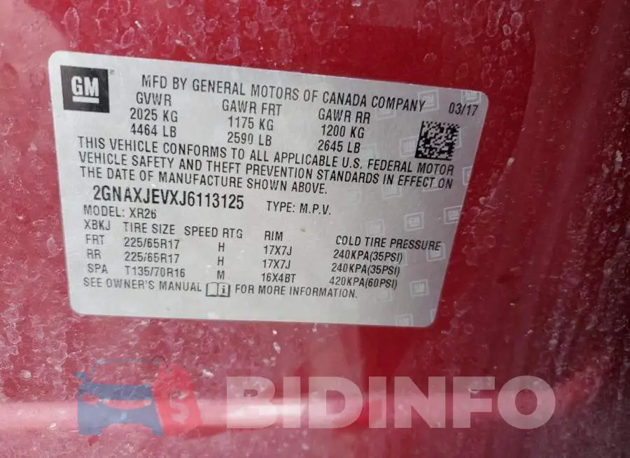 2GNAXJEVXJ6113125 Photo# 13