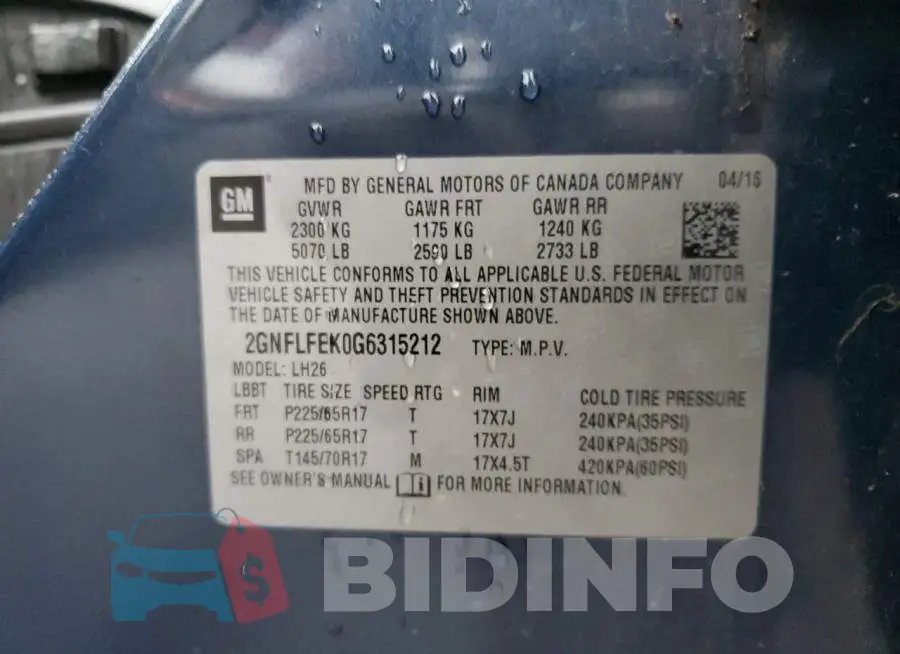 2GNFLFEK0G6315212 Photo# 12