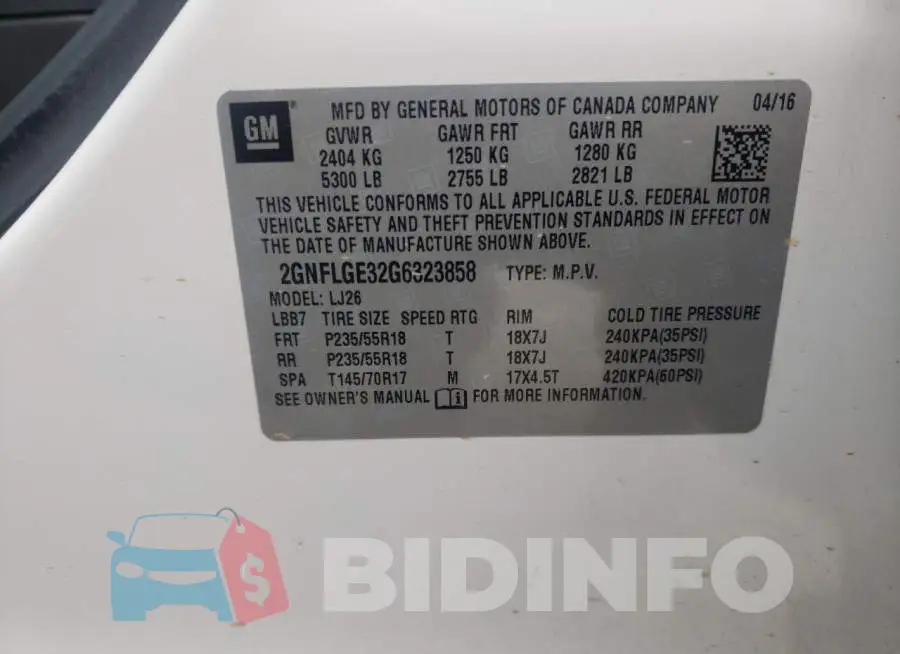 2GNFLGE32G6323858 Photo# 14