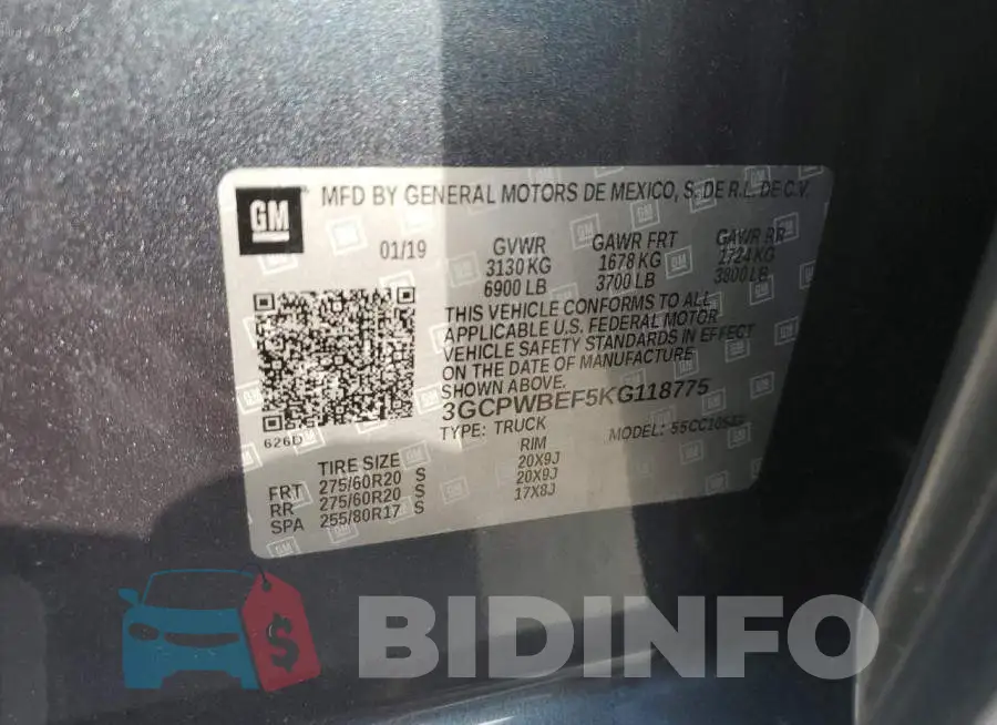 3GCPWBEF5KG118775 Photo# 12