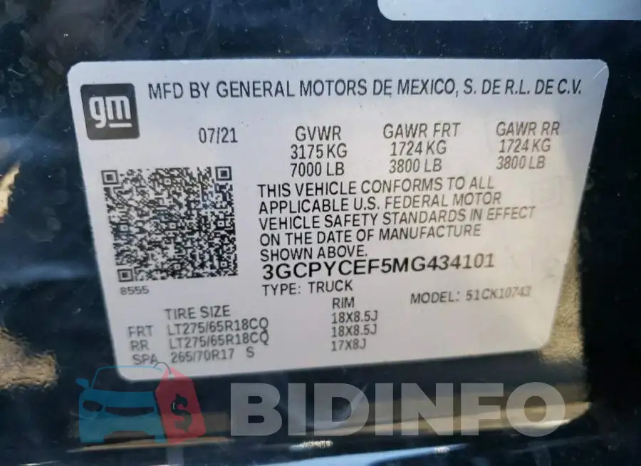 3GCPYCEF5MG434101 Photo# 12