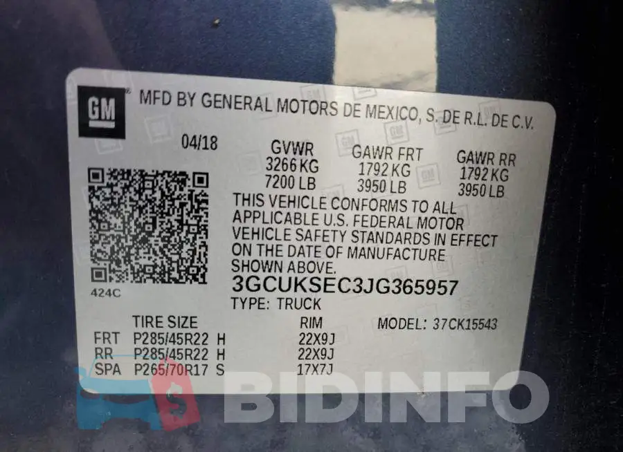 3GCUKSEC3JG365957 Photo# 13