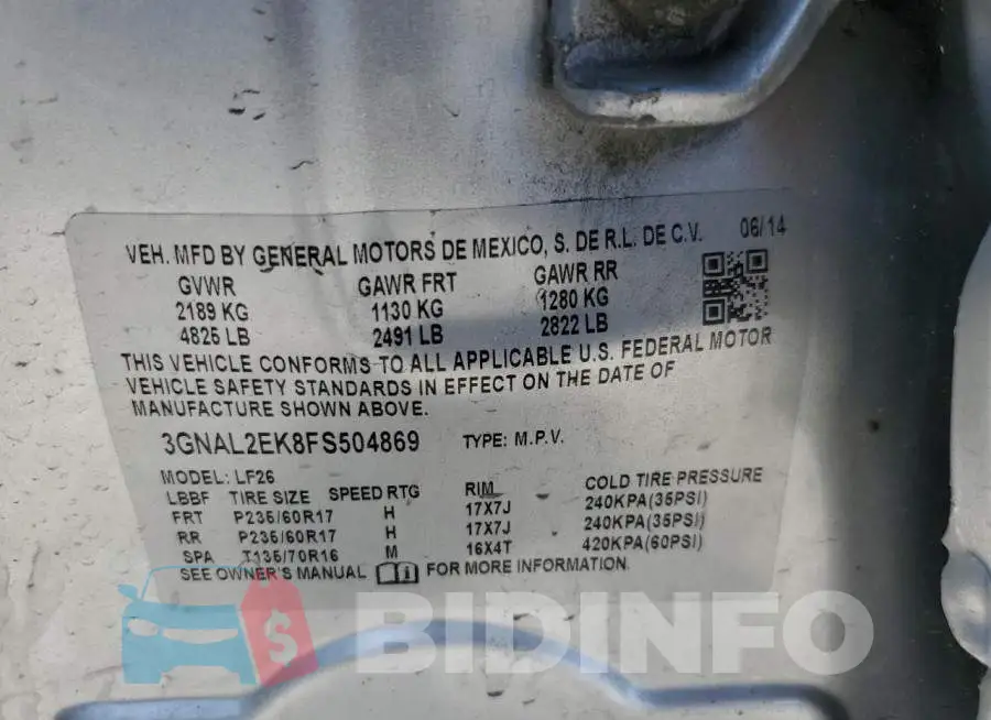 3GNAL2EK8FS504869 Photo# 13