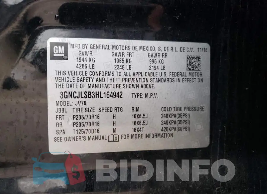 3GNCJLSB3HL164942 Photo# 13