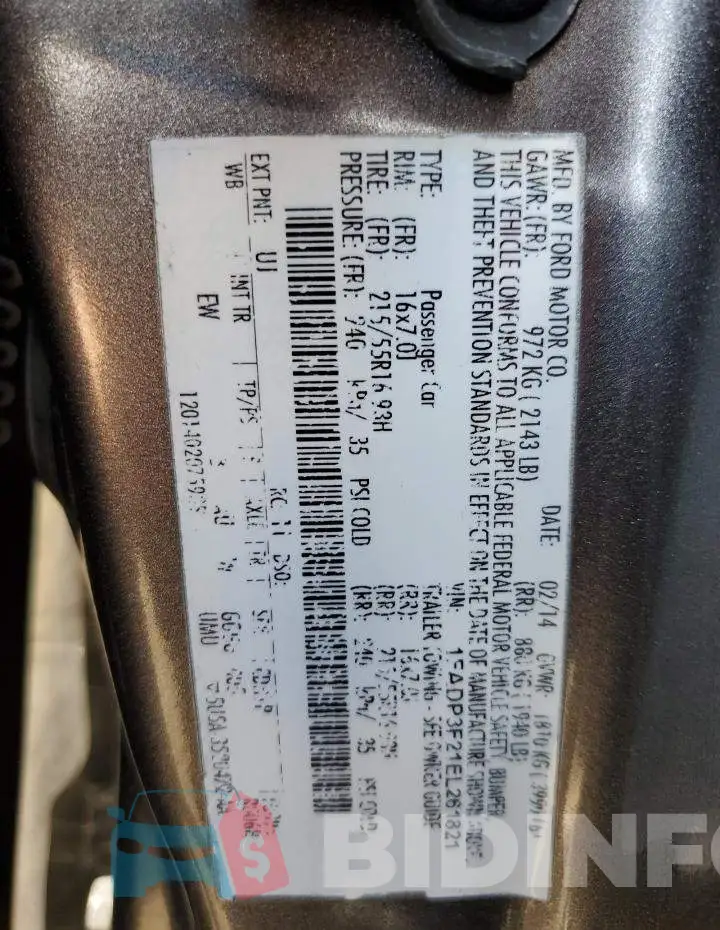 1FADP3F21EL261821 Photo# 12