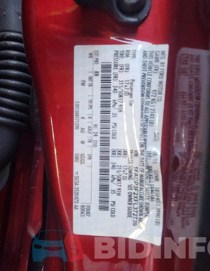 1FADP3F2XFL372739 Photo# 14