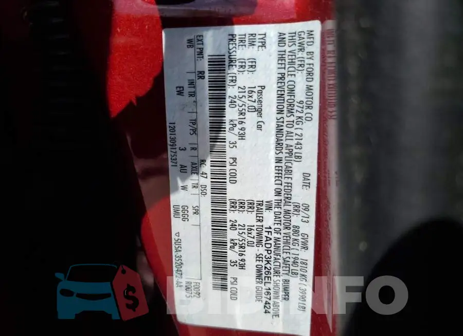 1FADP3K26EL167424 Photo# 12