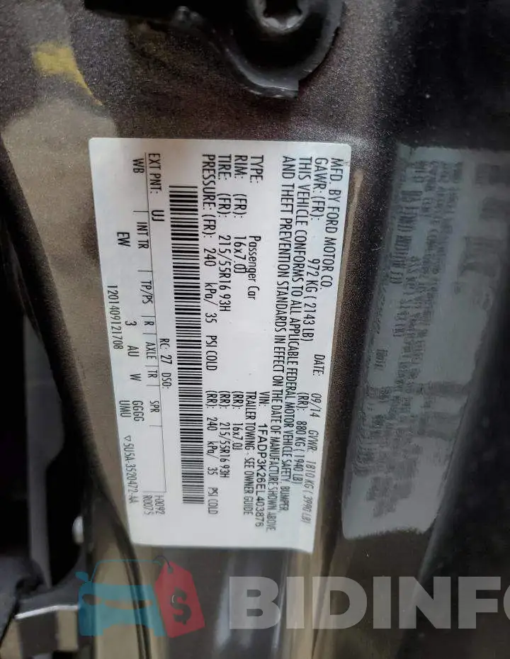 1FADP3K26EL403876 Photo# 12