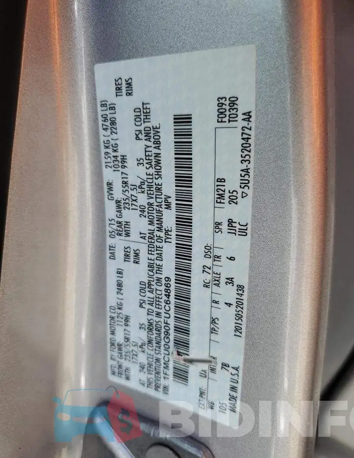 1FMCU0G90FUC64869 Photo# 13