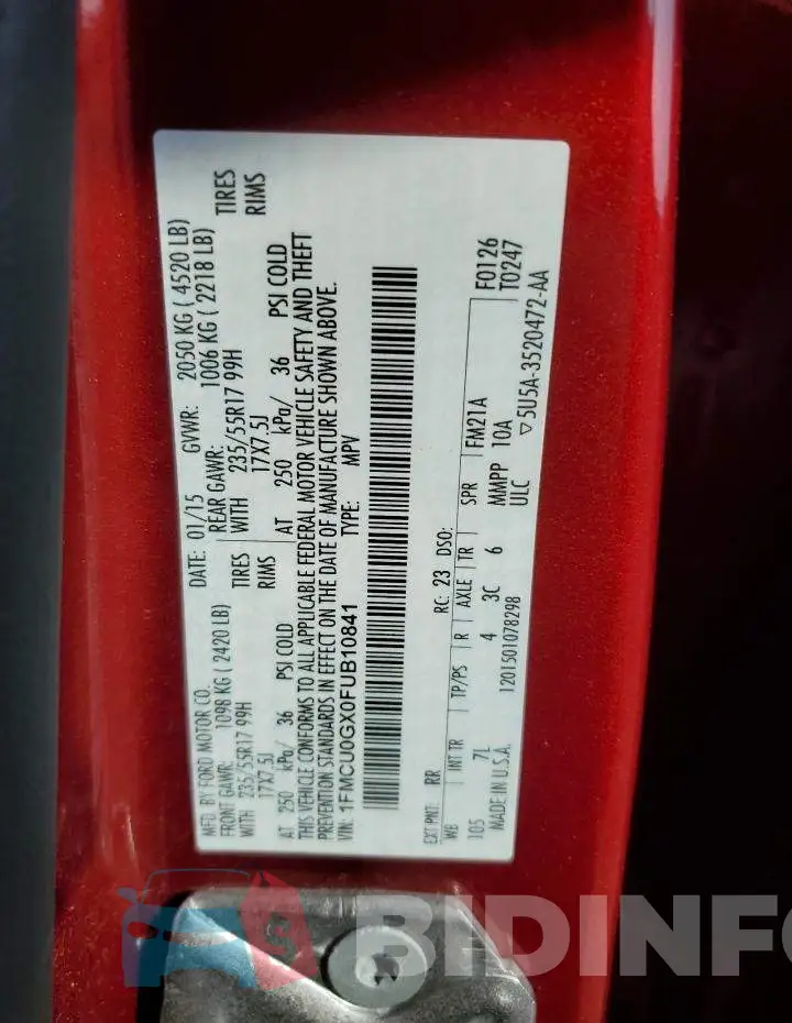 1FMCU0GX0FUB10841 Photo# 13