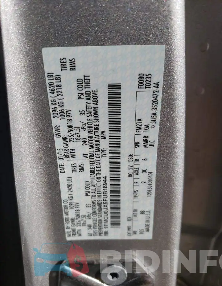 1FMCU0JX5FUB18944 Photo# 14
