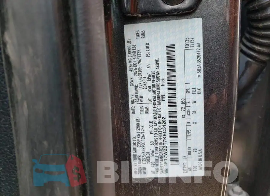 1FT7W2BT7KEC51202 Photo# 12