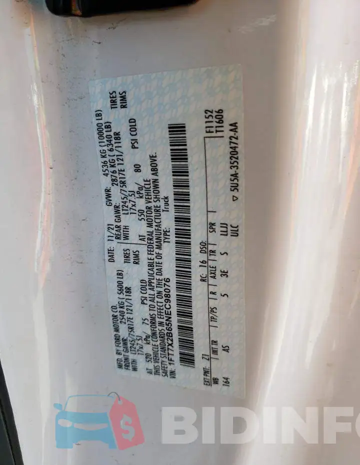1FT7X2B65NEC98076 Photo# 13