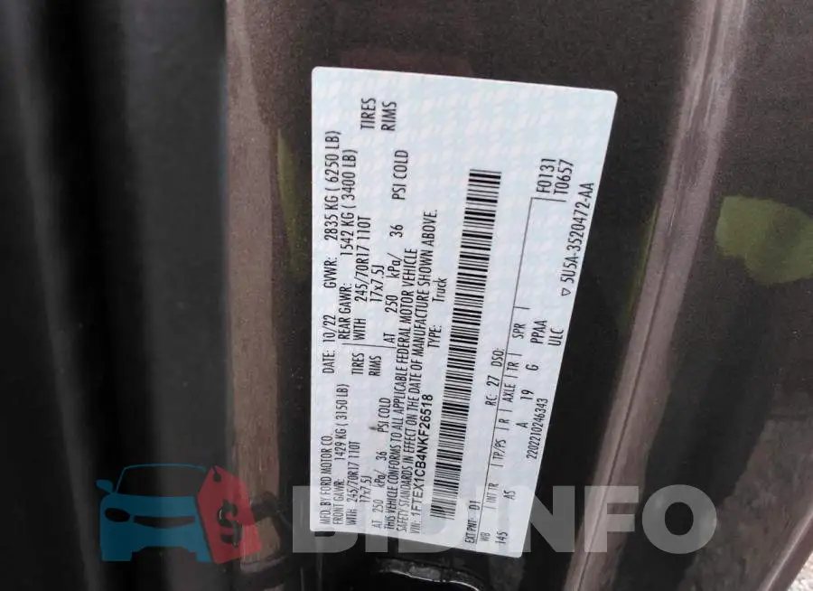 1FTEX1CB4NKF26518 Photo# 14