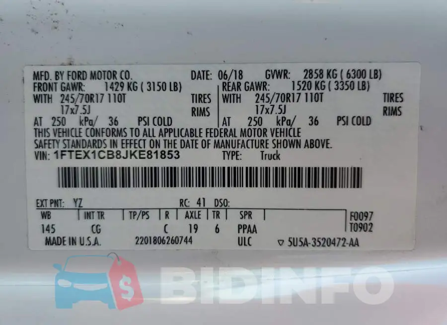 1FTEX1CB8JKE81853 Photo# 12