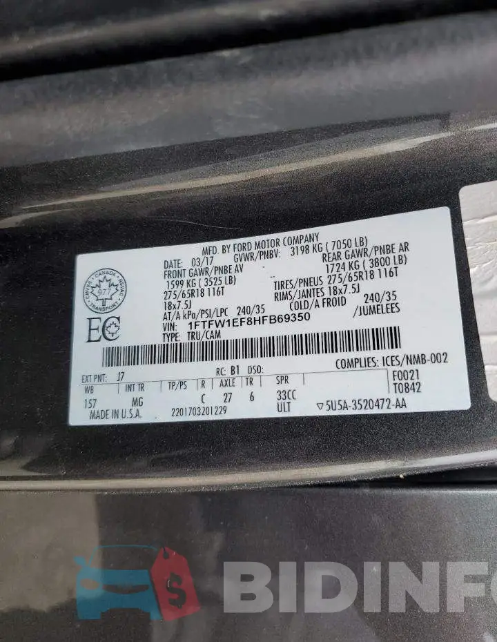 1FTFW1EF8HFB69350 Photo# 13