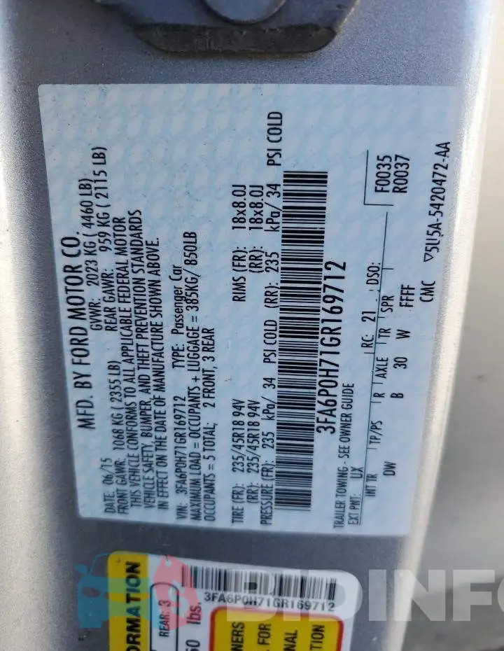 3FA6P0H71GR169712 Photo# 13