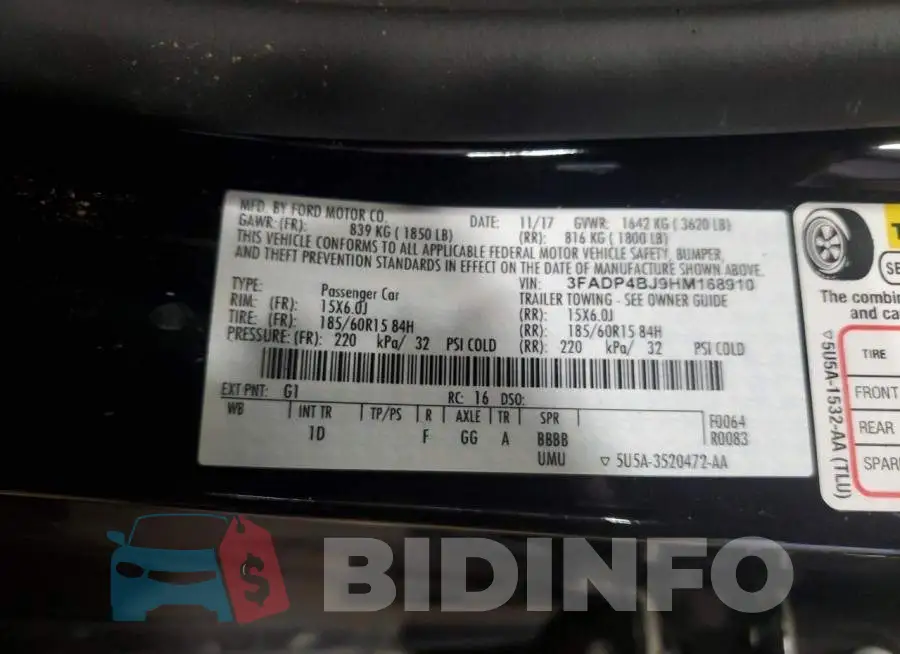 3FADP4BJ9HM168910 Photo# 12