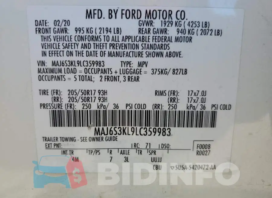 MAJ6S3KL9LC359983 Photo# 12