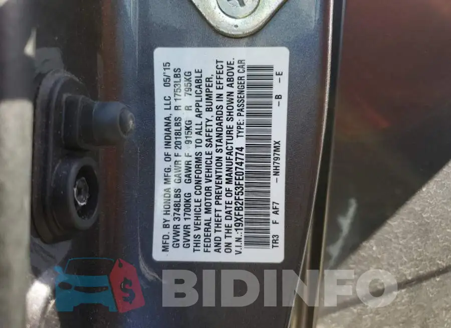 19XFB2F53FE074774 Photo# 12