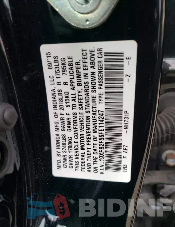 19XFB2F56FE114247 Photo# 13