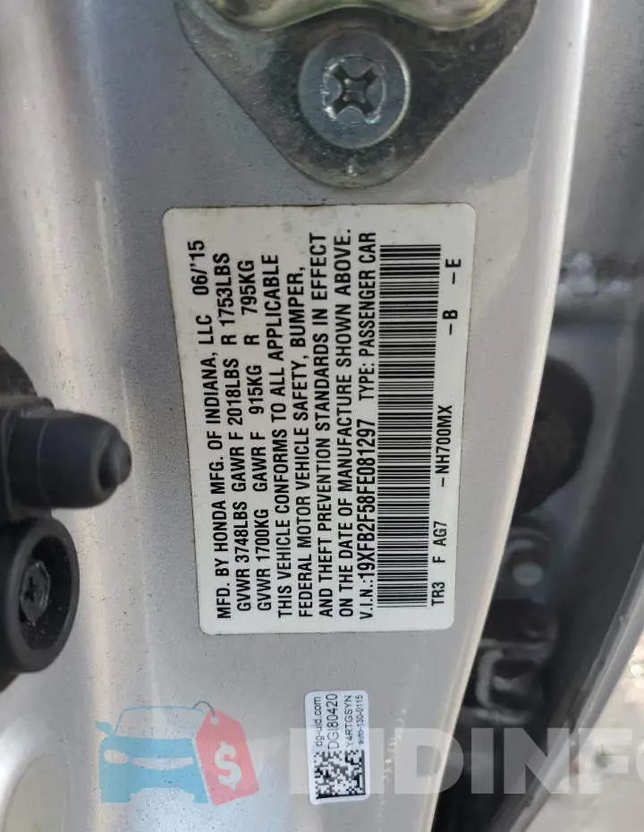 19XFB2F58FE081297 Photo# 13