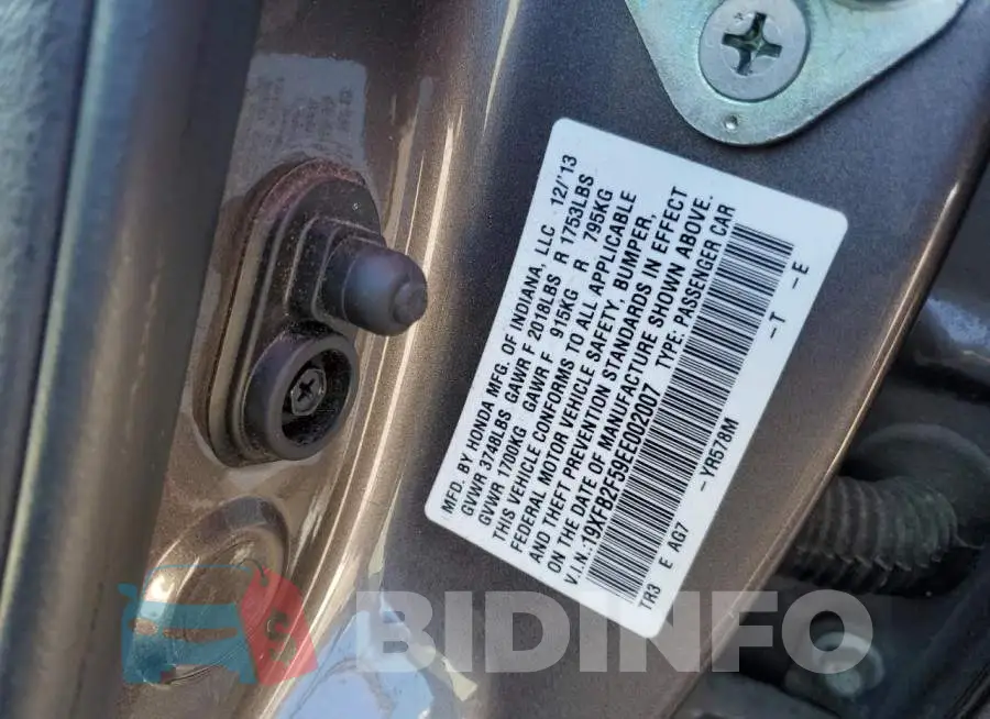19XFB2F59EE002007 Photo# 12