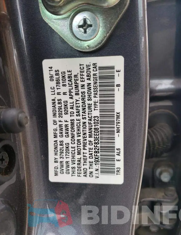 19XFB2F83EE081023 Photo# 12