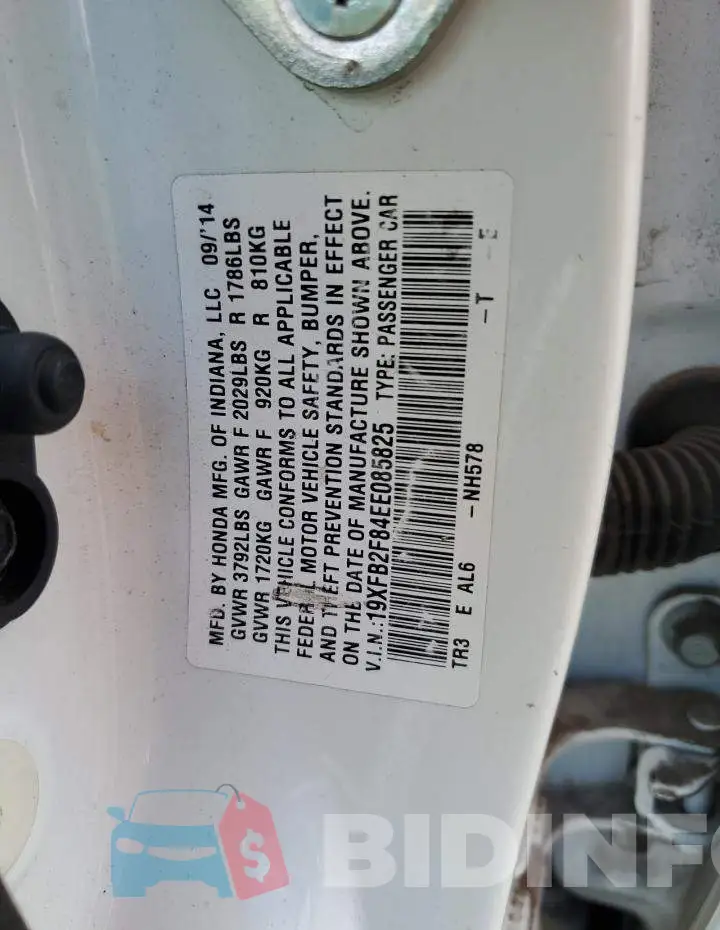 19XFB2F84EE085825 Photo# 12