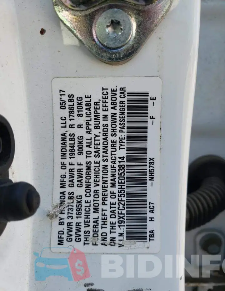 19XFC2F55HE053814 Photo# 13