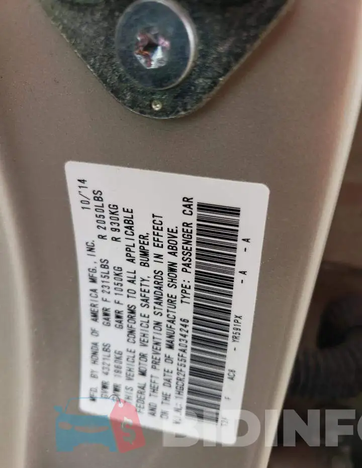 1HGCR2F55FA034246 Photo# 12