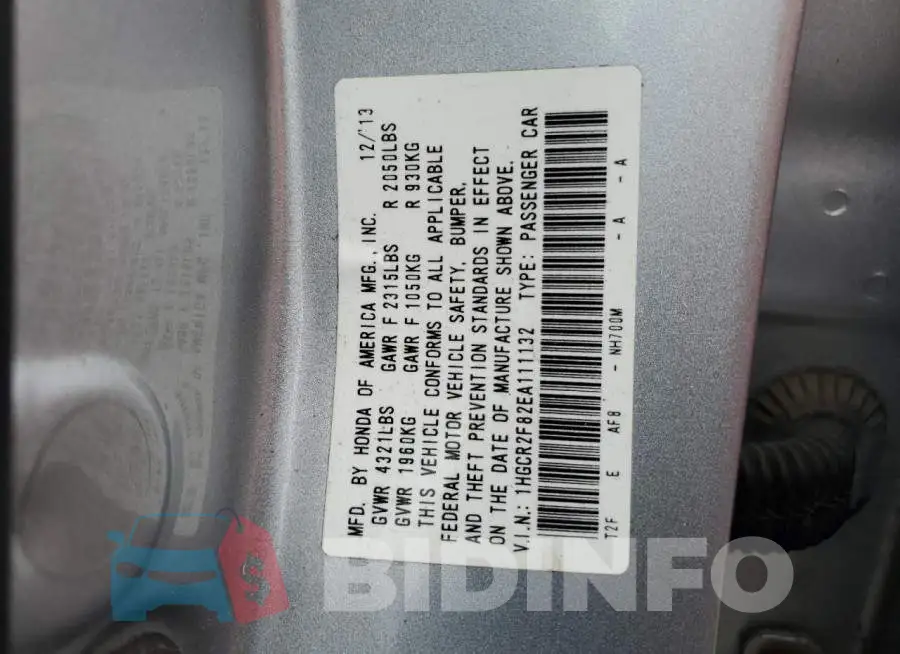 1HGCR2F82EA111132 Photo# 13